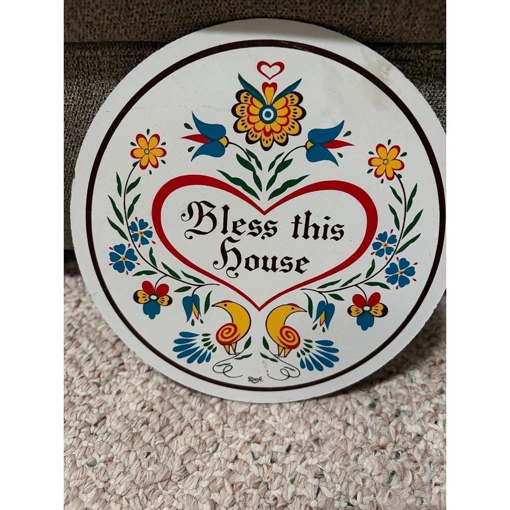 Vintage Pennsylvania Dutch Jacob Zook Bless This House Hex Sign Cottagecore